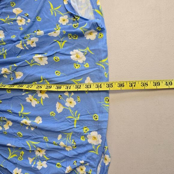 French Connection Dress Women's 6 Blue Yellow Floral Mini Cap Short Sleeve NWT - Picture 9 of 16